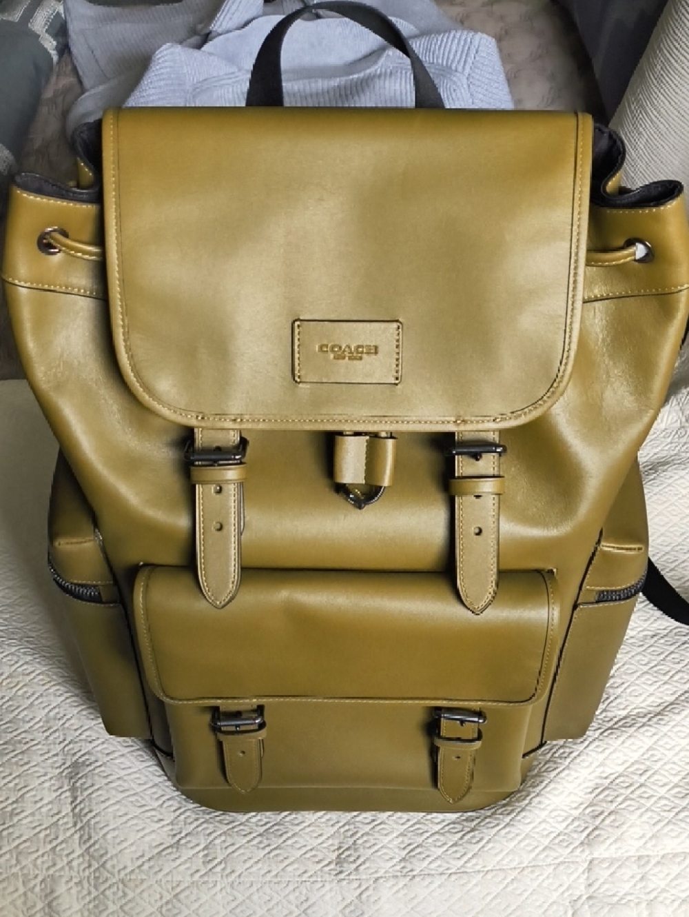 Coach Sprint Backpack smooth leather/Gunmetal/Green